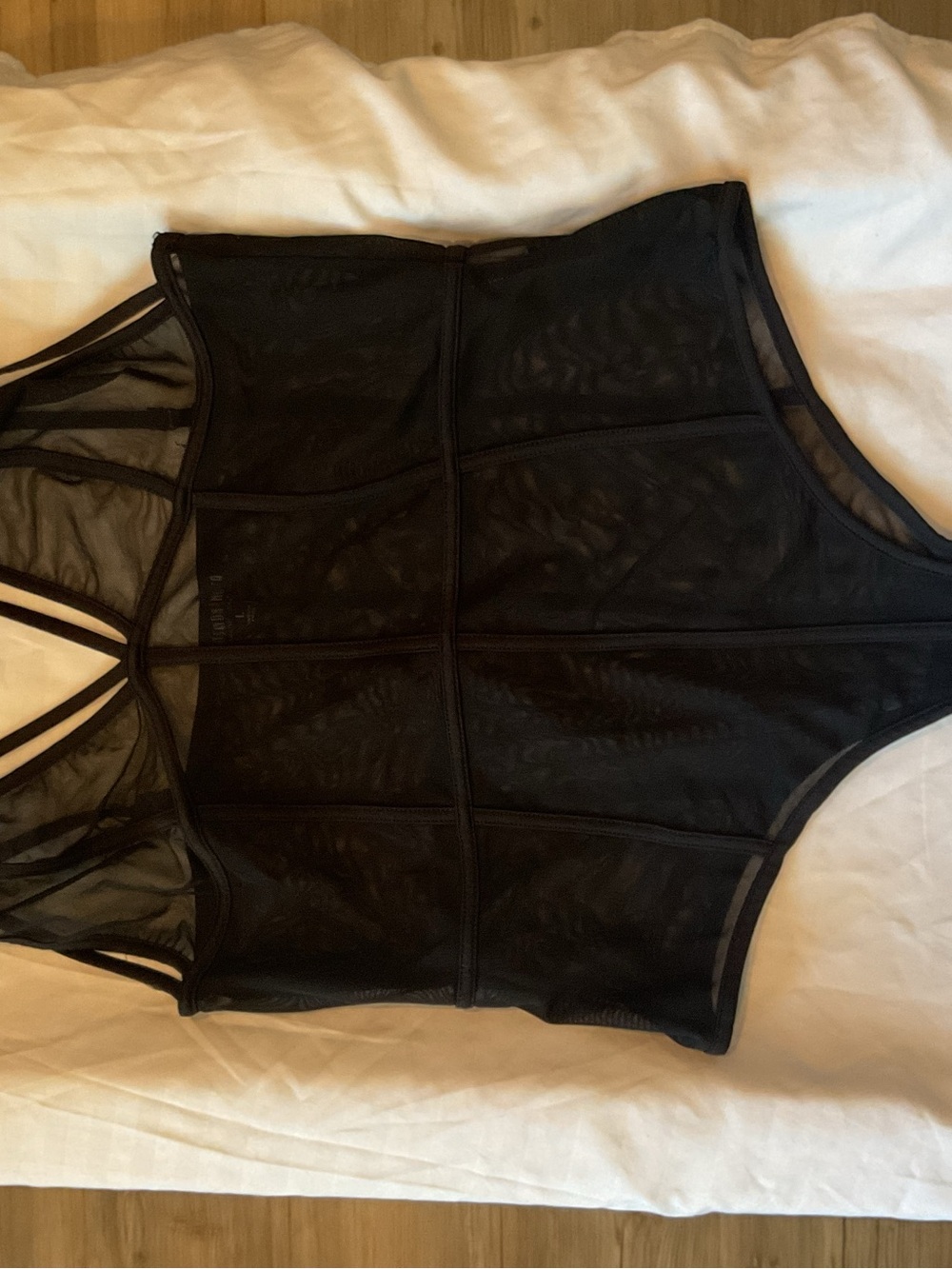 Fashion Nova Black Sheer Panel Mesh Bodysuit